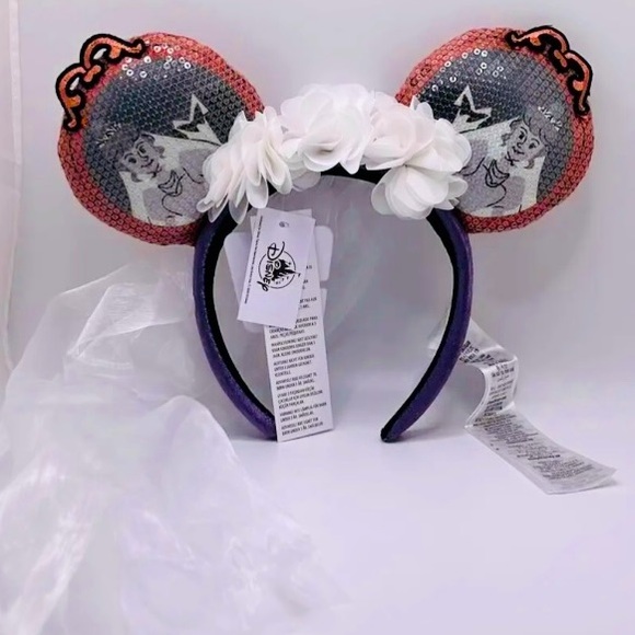 Disney Accessories - NWT Haunted Mansion The Bride Veil Sequin Headband Ears Disney Parks